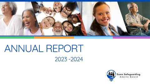 Front page of Annual Report with images of smiling adults